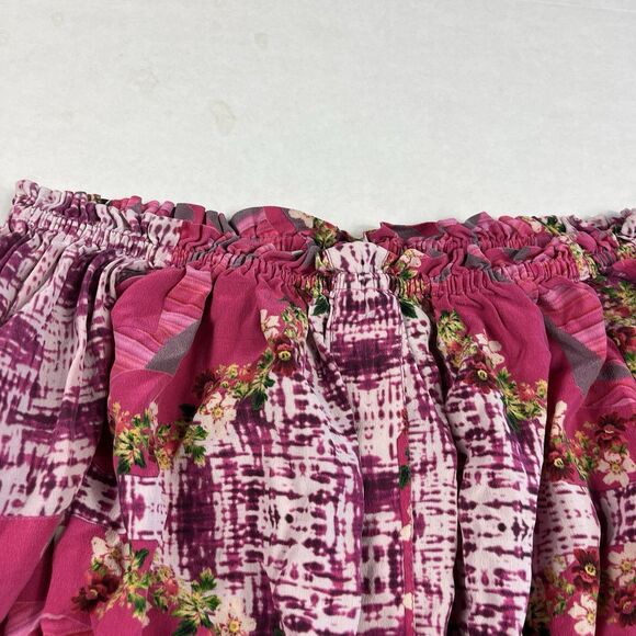 Moda Baronessa Top XS Silk Lightweight Abstract Crop Blouse Romantic Luxe Boho - Picture 3 of 10